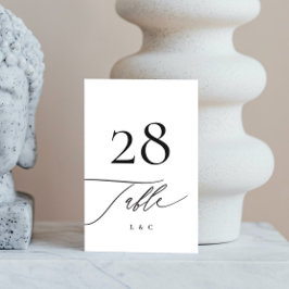 黒の白い書道モダン結婚の テーブルナンバー