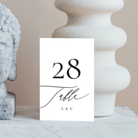 黒の白い書道モダン結婚の テーブルナンバー