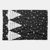 黒の白い木 キッチンタオル (横)