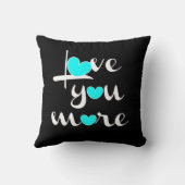 、黒の白い水のハートもっと愛して下さい クッション (裏面)