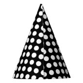 黒の白い水玉模様が付いているパーティーの帽子 パーティーハット (裏面)