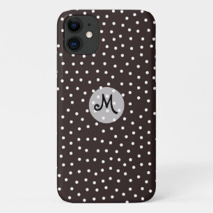 黒の白い水玉模様とパターユニークン iPhone 11 ケース