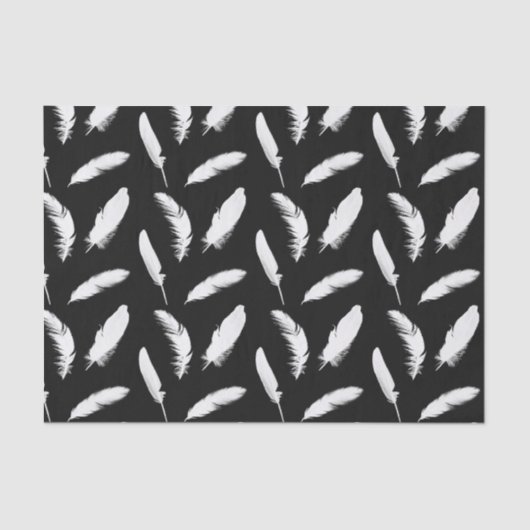 黒の白い羽のプリント 薄葉紙 (正面)