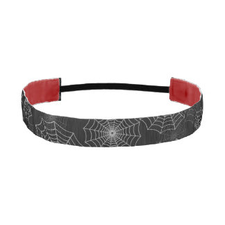 黒の白い蜘蛛の巣のクモの巣の絹パターン アスレチックヘッドバンド