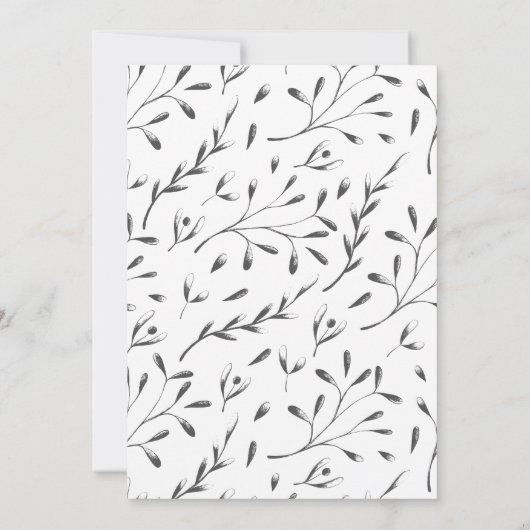 黒の白い赤のグラフィックフローラ結婚式招待状 招待状 (裏面)