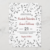 黒の白い赤のグラフィックフローラ結婚式招待状 招待状 (正面/裏面)