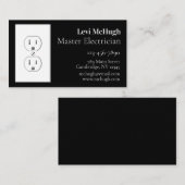 黒の白い電気コンセント 名刺 (正面/裏面)
