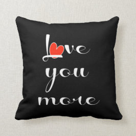 、黒の白いwの赤いハートもっと愛して下さい クッション