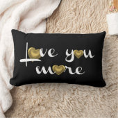 、黒の白いwの金ゴールドのハートもっと愛して下さい ランバークッション (ブランケット)