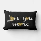 、黒の白いwの金ゴールドのハートもっと愛して下さい ランバークッション (正面)