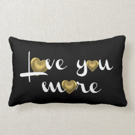 、黒の白いwの金ゴールドのハートもっと愛して下さい ランバークッション