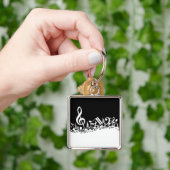 黒の白く乱雑な音符 キーホルダー (手)