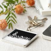 黒の白く乱雑な音符 キーホルダー (側面)