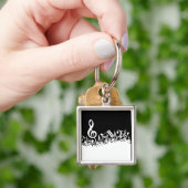 黒の白く乱雑な音符 キーホルダー (手)