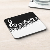 黒の白く乱雑な音符 コースター (左側)