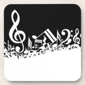 黒の白く乱雑な音符 コースター (正面)
