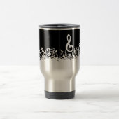 黒の白く乱雑な音符 トラベルマグ (中央)