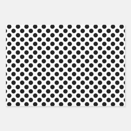 黒の白のサイズ違う水玉模様 ラッピングペーパーシート (正面2)