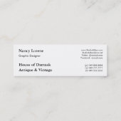 黒の白のダイヤモンドのダマスク織 スキニー名刺 (裏面)