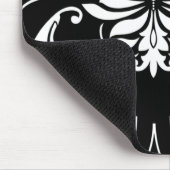 黒の白のダイヤモンドのダマスク織 マウスパッド (コーナー)