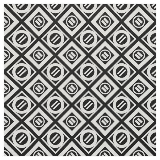 黒の白の等号の幾何学的なパターン ファブリック (見本)