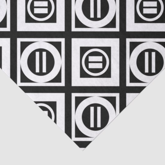 黒の白の等号の幾何学的なパターン 薄葉紙 (詳細)