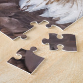 黒の白頭鷲の頭部 ジグソーパズル (側面)