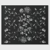 黒の白黒ダリアの花のつる植物 ラッピングペーパー (フラット)