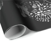黒の白黒ダリアの花のつる植物 ラッピングペーパー (ロールコーナー)