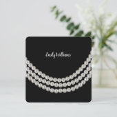 黒の真珠のネックレスの誕生日パーティー 招待状 (スタンド正面)