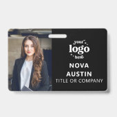 黒の社員写真付きIDカード　QRコード付　ビジネスロゴ バッジ (表面)