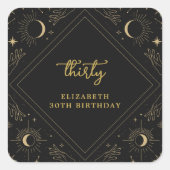 黒の神秘的なホロスコープ月の誕生日エンベロープ スクエアシール (正面)