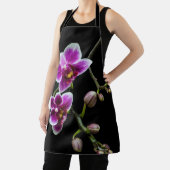 黒の穏やかな上に蘭のピンクの白淡い色の色 エプロン (インサイチュ)