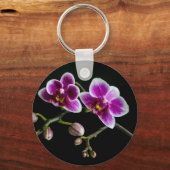 黒の穏やかな上に蘭のピンクの白淡い色の色 キーホルダー (裏面)