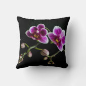 黒の穏やかな上に蘭のピンクの白淡い色の色 クッション (裏面)