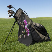 黒の穏やかな上に蘭のピンクの白淡い色の色 ゴルフタオル (グリーン)