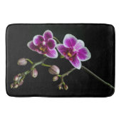 黒の穏やかな上に蘭のピンクの白淡い色の色 バスマット (正面)