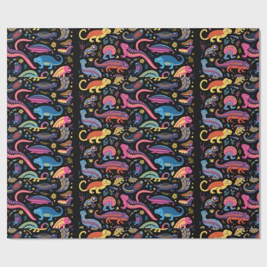 黒の空想的な色の両生類 ラッピングペーパー (フラット)