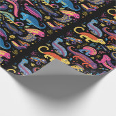 黒の空想的な色の両生類 ラッピングペーパー (角)