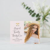 黒の筆記体 看護学卒業発表  ポストカード (スタンド正面)