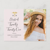 黒の筆記体 看護学卒業発表  ポストカード (正面)