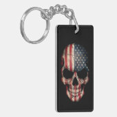 黒の米国旗のスカル キーホルダー (正面左)