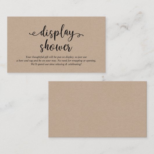 黒の素朴スクリプト、シャワーの表示 エンクロージャーカード (正面/裏面)