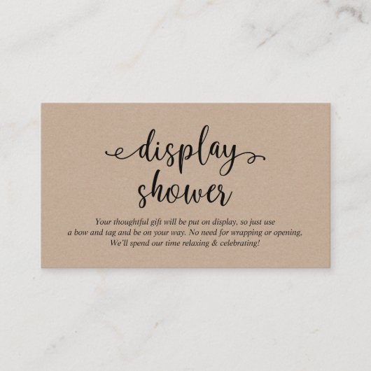 黒の素朴スクリプト、シャワーの表示 エンクロージャーカード (正面)