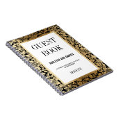 黒の結婚式のゲストブック|の金花のダマスク織 ノートブック (右側)