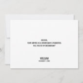 黒の結婚式の蝶ネクタイ groommsman プロポーズ 招待状 (裏面)