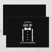 黒の結婚式の蝶ネクタイ groom's men へのプロポーズ 招待状 (正面/裏面)