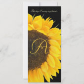 黒の結婚式招待状に美しいひまわり 招待状 (裏面)