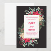 黒の結婚式招待状カードのデザイン 招待状 (正面/裏面)