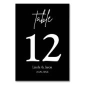 黒の結婚書道スクリプトテーブル番号 テーブルナンバー (正面)